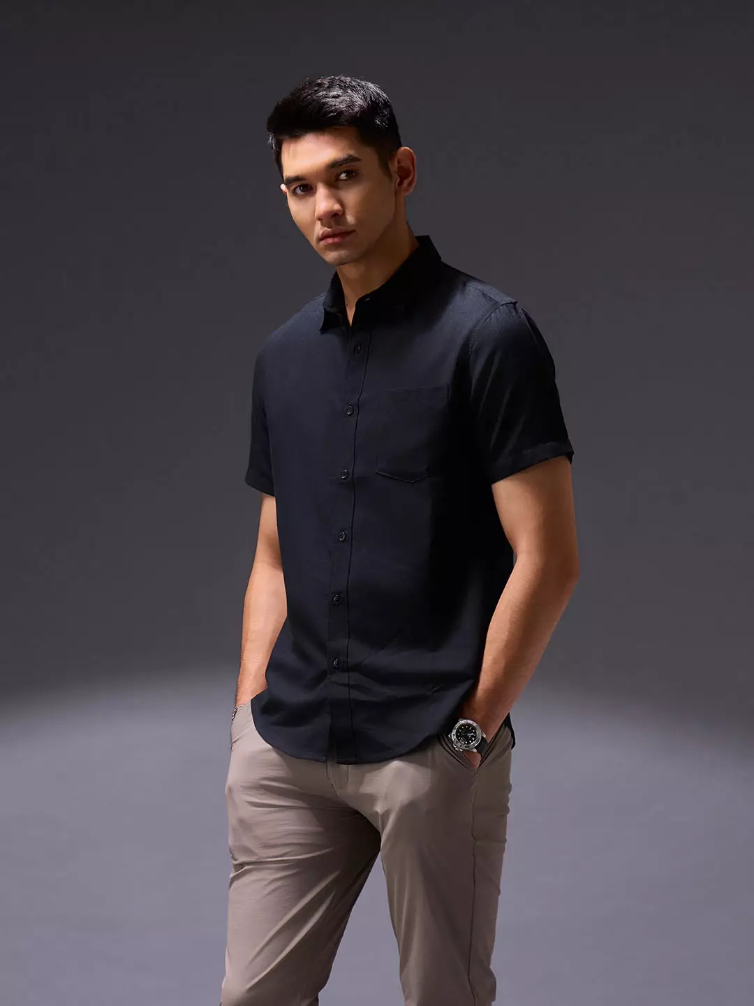 OXCON Easy Shirts Kemeja Tangan Pendek Black