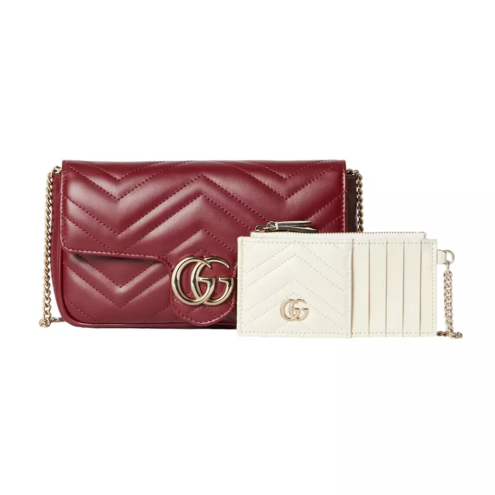 GG Marmont Small Bag Matelassé Chevron Rosso Ancora
