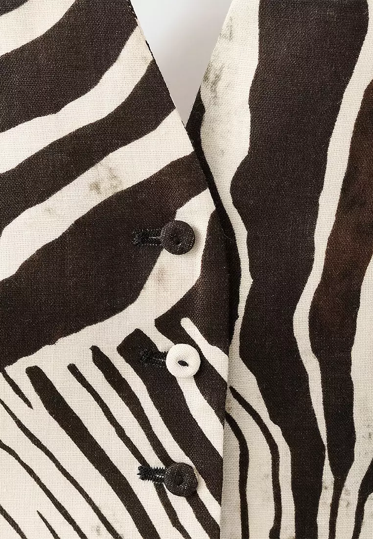 Zebra-Print Linen Waistcoat