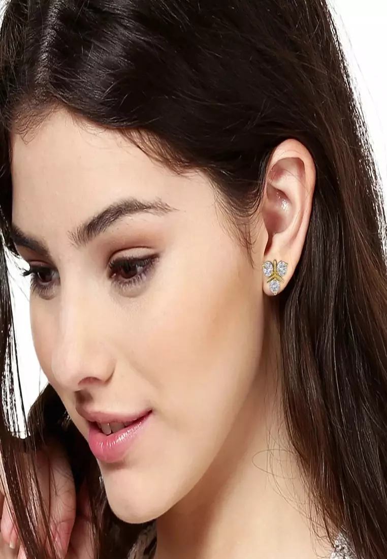 Gold plated stone on sale earrings