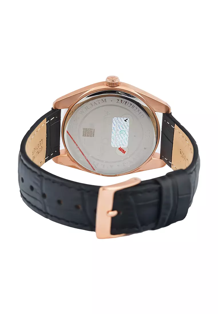 Alexandre Christie Classic Steel - Jam Tangan Analog Pria - Rosegold Case Black Leather Strap - 8695MDLRGDG