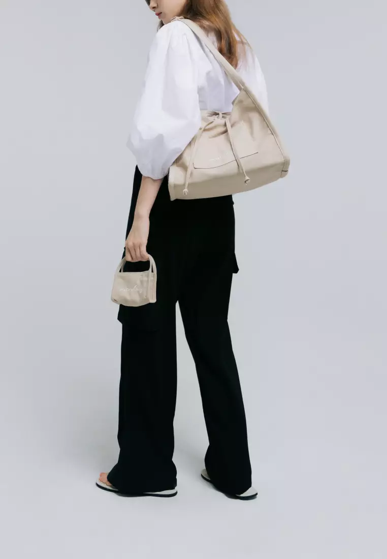 JEANS Canvas Shoulder Bag Beige