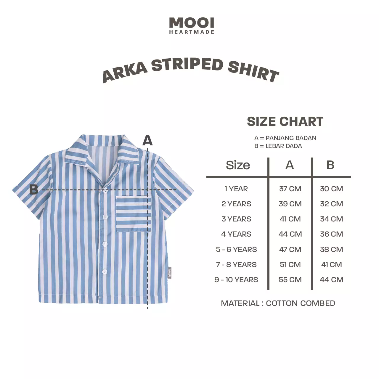 Mooi Kemeja Anak Laki-laki Kemeja Katun Motif Arka Striped Shirt - Clary Sage