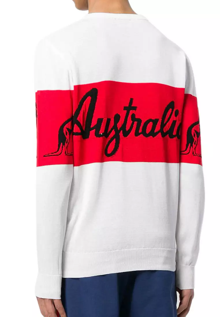 Australia Sweater in White/Red
