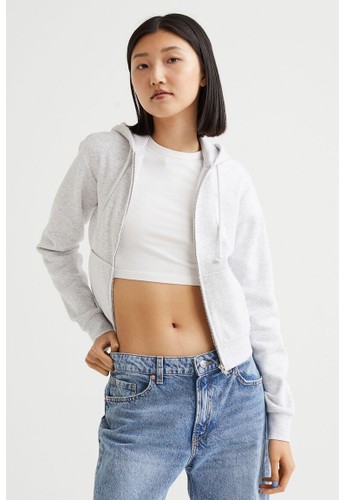 Jual Hu0026M Cropped zip-through hoodie Original Mei 2023| ZALORA Indonesia ®