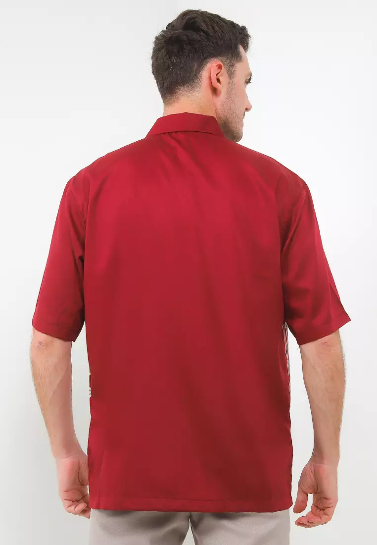 Baju Muslim Pria Kemeja Koko Lengan Pendek Regular Fit Motif Al-Basithu