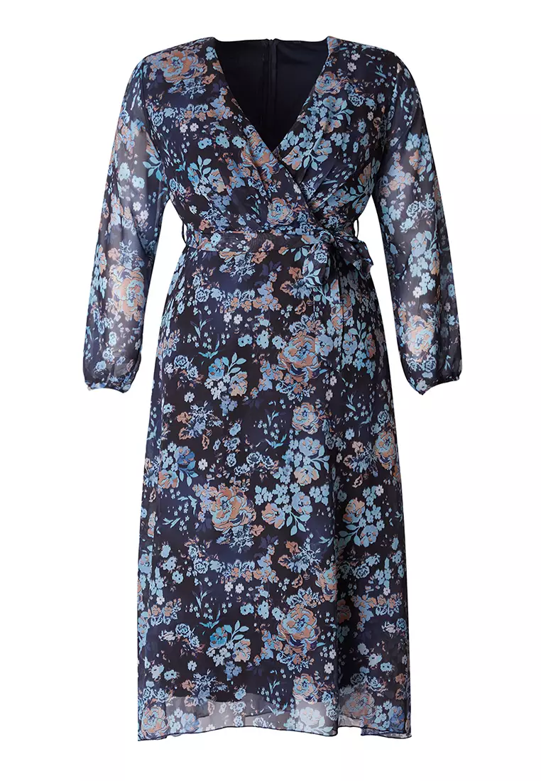 Plus Size Printed Wrap Dress
