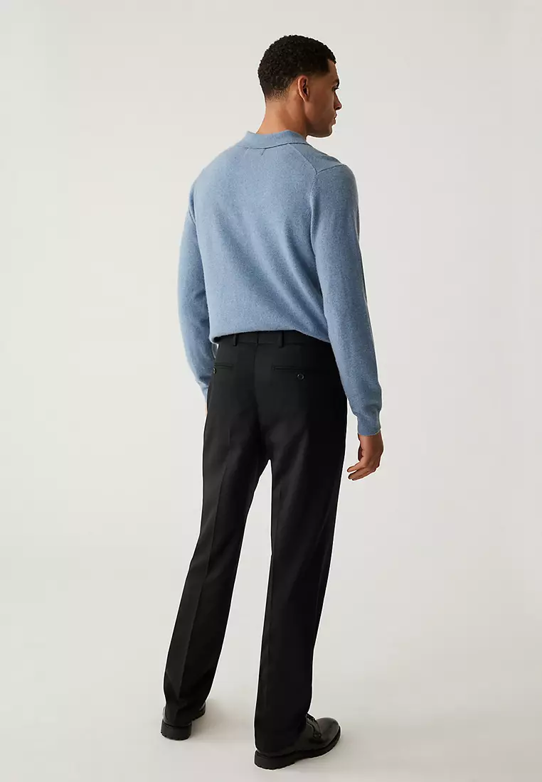 Regular Fit Wool Blend Trousers
