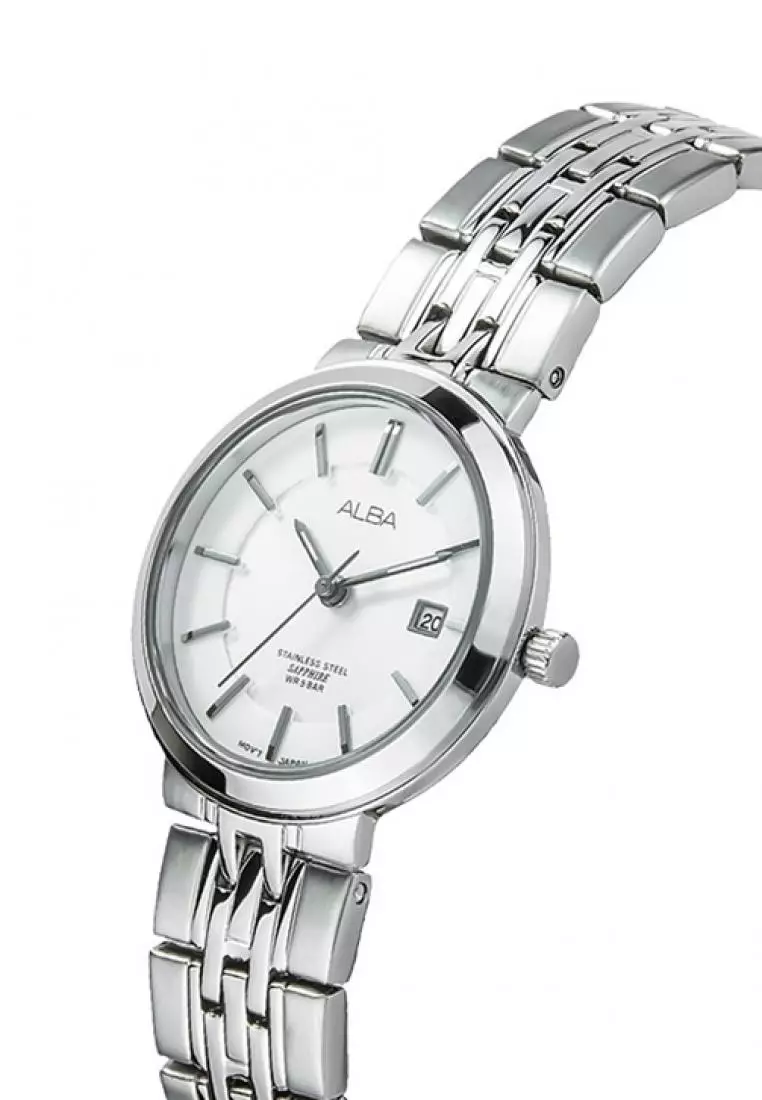 Jam Tangan Wanita Alba Ladies Original Garansi Resmi Strap Stainless Steel Silver AH7N47 AH7N47X1 Silver