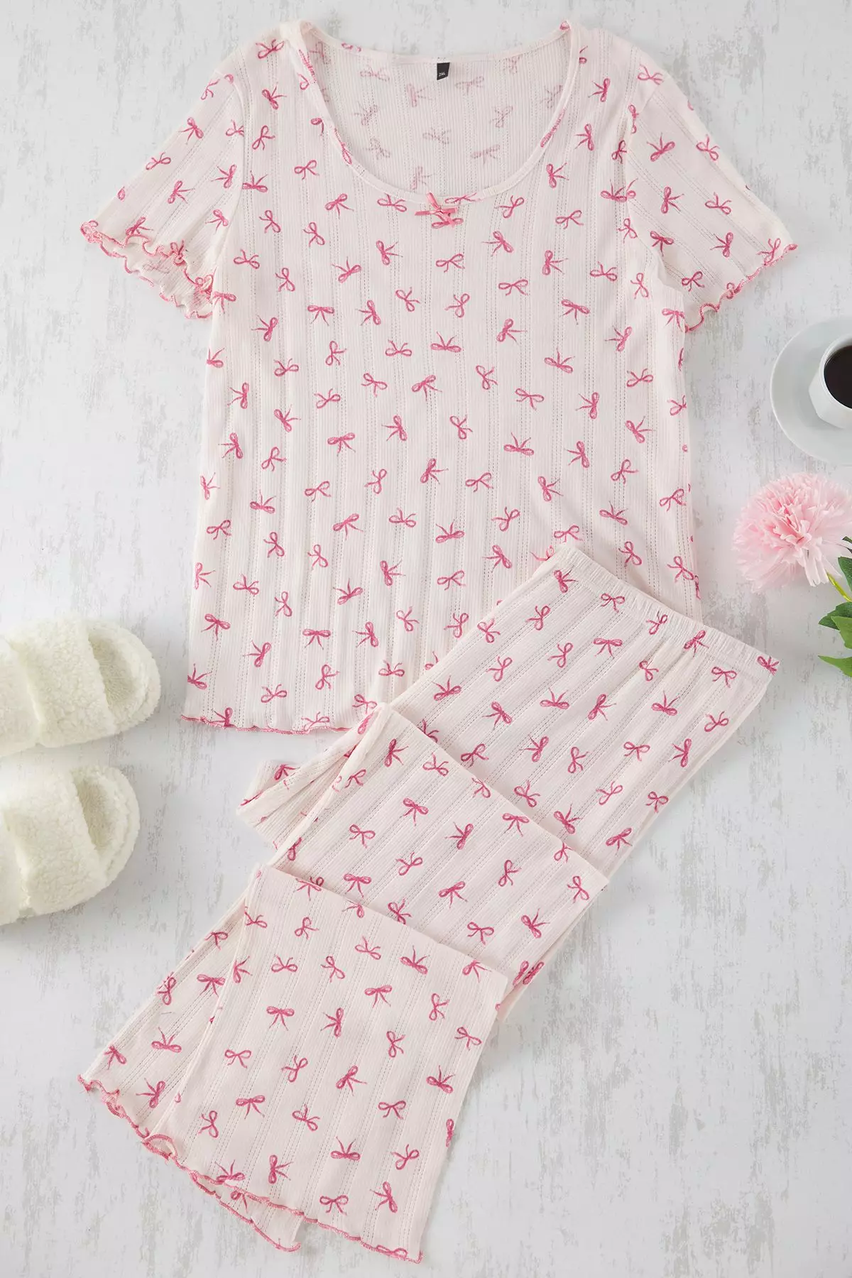 Ribbon print Pyjamas Set