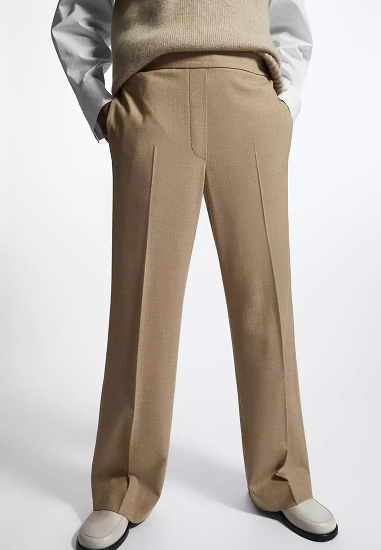 FLARED WOOL TROUSERS - BROWN - COS