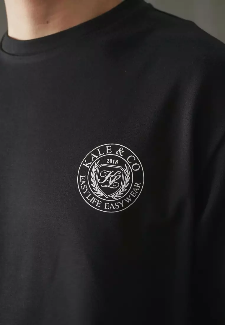 Kale Evan Black / Cotton Cloudy / Kaos Boxy Fit / Kaos Korea / Atasan Kaos Pria / Kaos Basic Pria