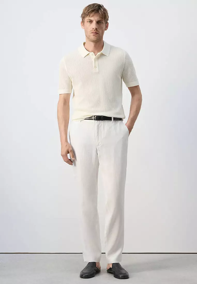 Slim-Fit 100% Linen Trousers