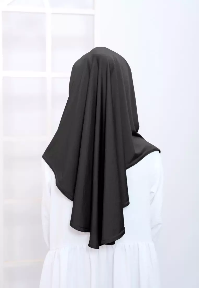 Cotton Bee - Hijab Instan Anak | Zura Tali Bergo Non Pad - Black - XL 