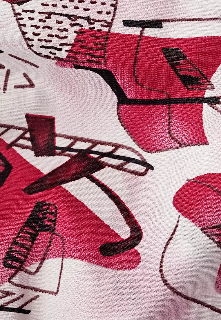 Crocodile DYNO 1143  Red - Men Shirt Kemeja Lengan Pendek - Relax Fit - Katun