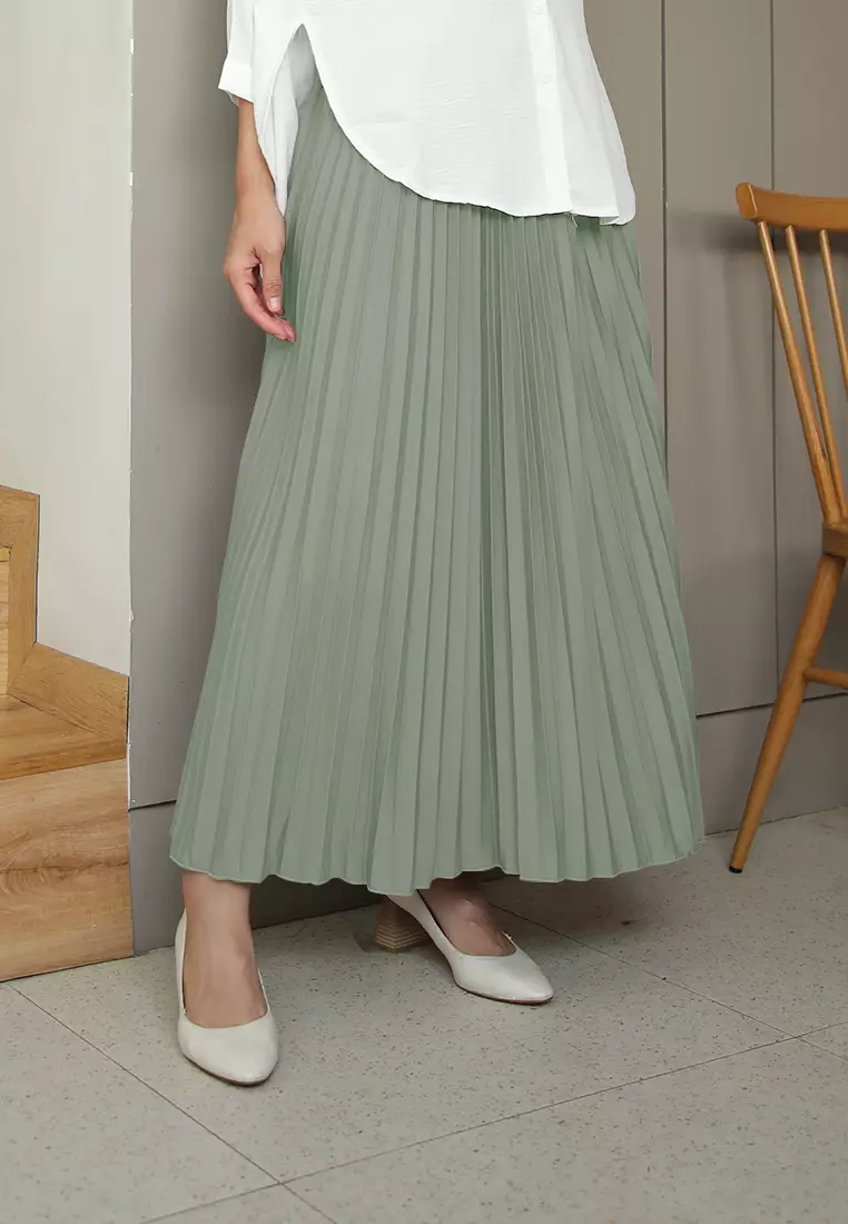 Cotton Bee - Rok Plisket Niana Aline Basic - Medow Mist