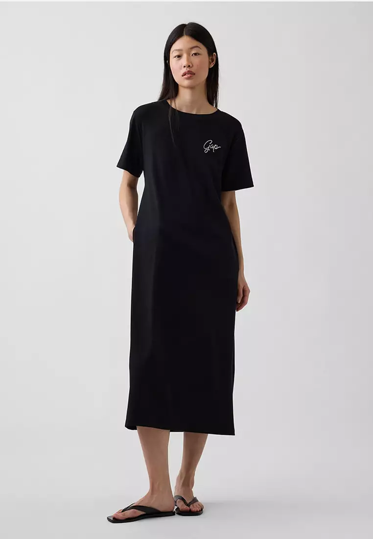 Buy GAP Relaxed Fit Logo Cut Out T-Shirt Midi Dress Online | ZALORA Malaysia