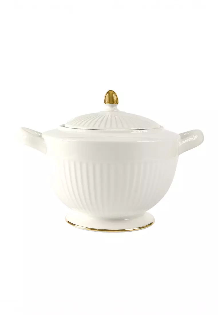 Buy FELLI Qualitier Premium Fine Porcelain Gold Rim Soup Tureen 11.5
