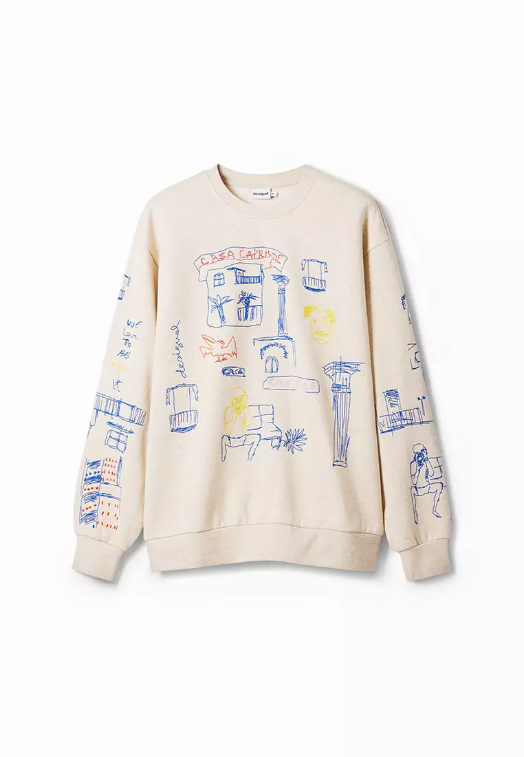 Desigual Man Sweatshirt with illustration design.