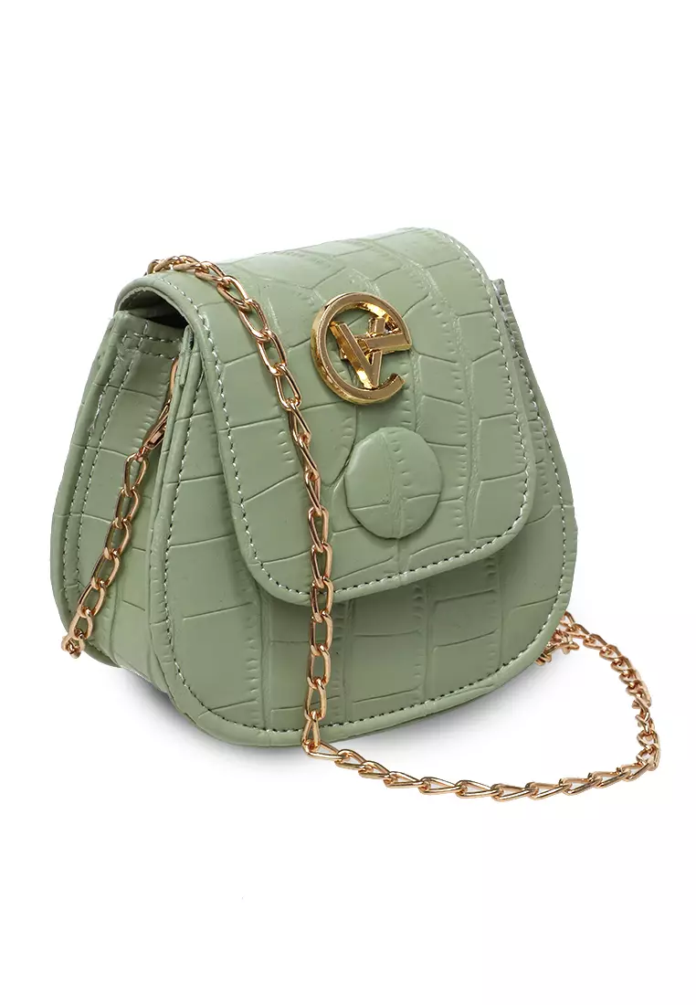 Ignazia Tas Wanita Motif Croco Design Simple Premium Quality - Mint