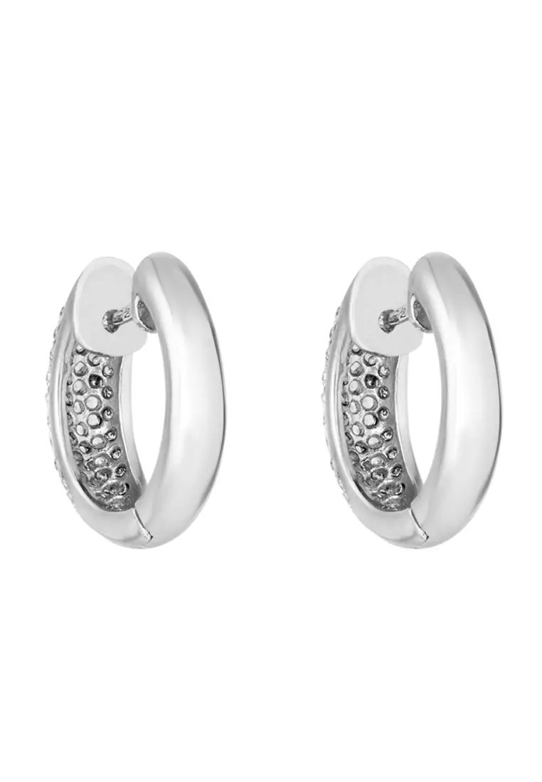 TOMEI 15mm Hoop Diamond Earrings White Gold 750