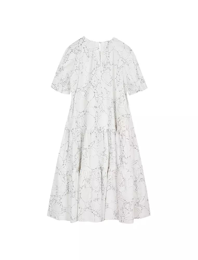 Printed A-Line Short Sleeve Dress