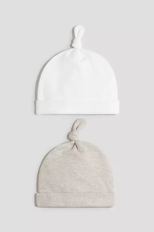 2-pack knot-detail cotton beanies