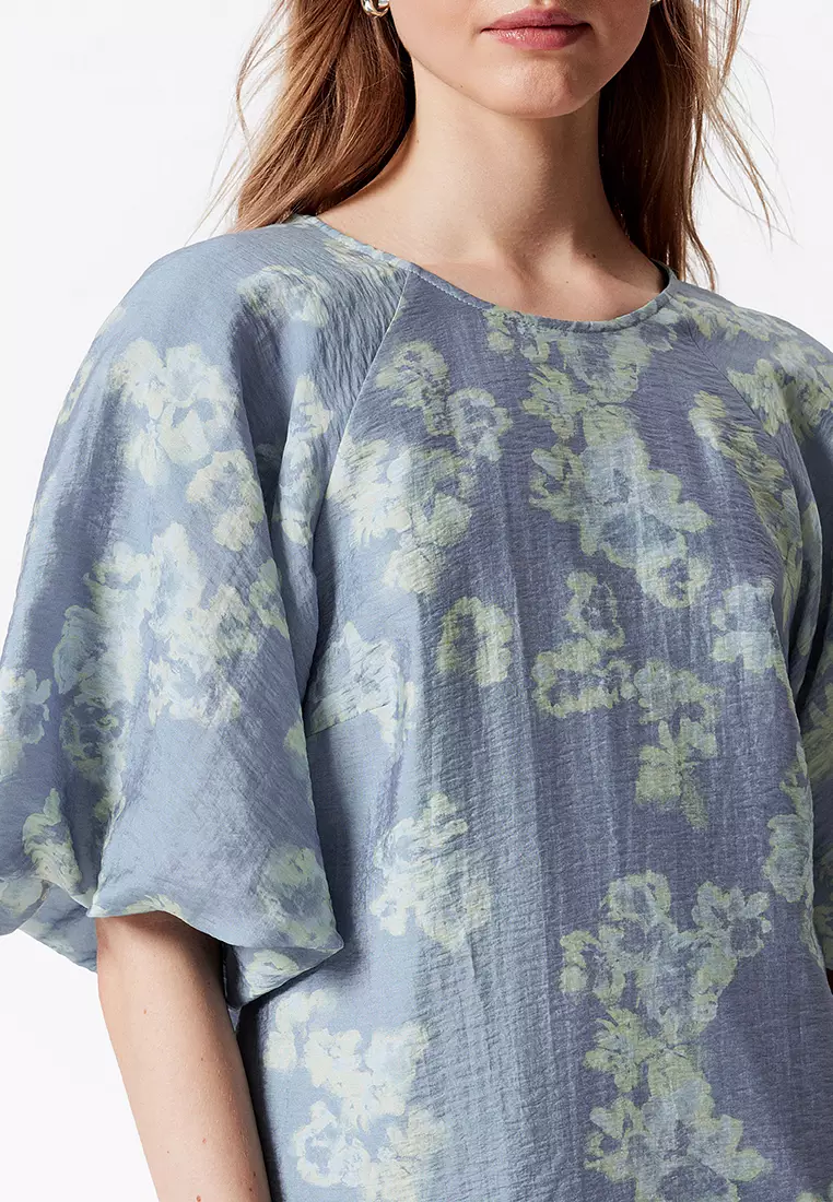 Puff-Sleeve Mini Dress