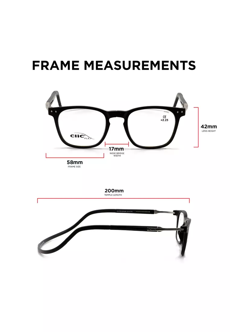 Manhattan Flex Magnetic (Black) +2.25 Reading Glasses for 52-54 Years Old