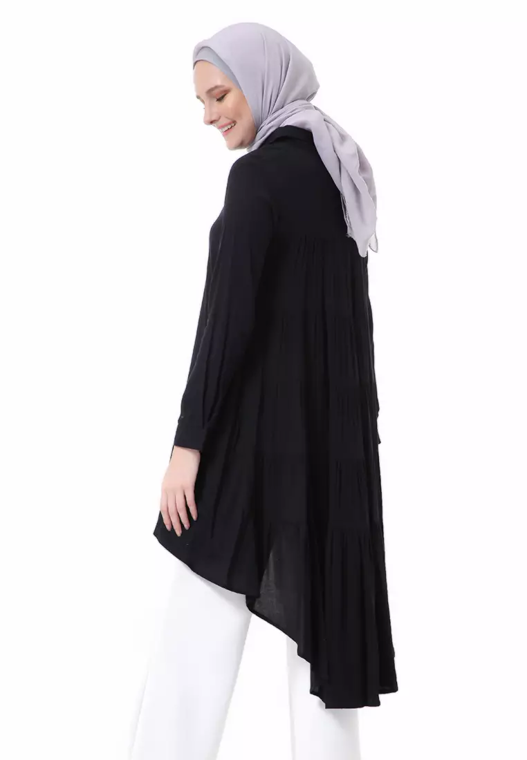 Adilla Tunik Long Sleeve Polos Regular Fit High Premium Quality - Hitam