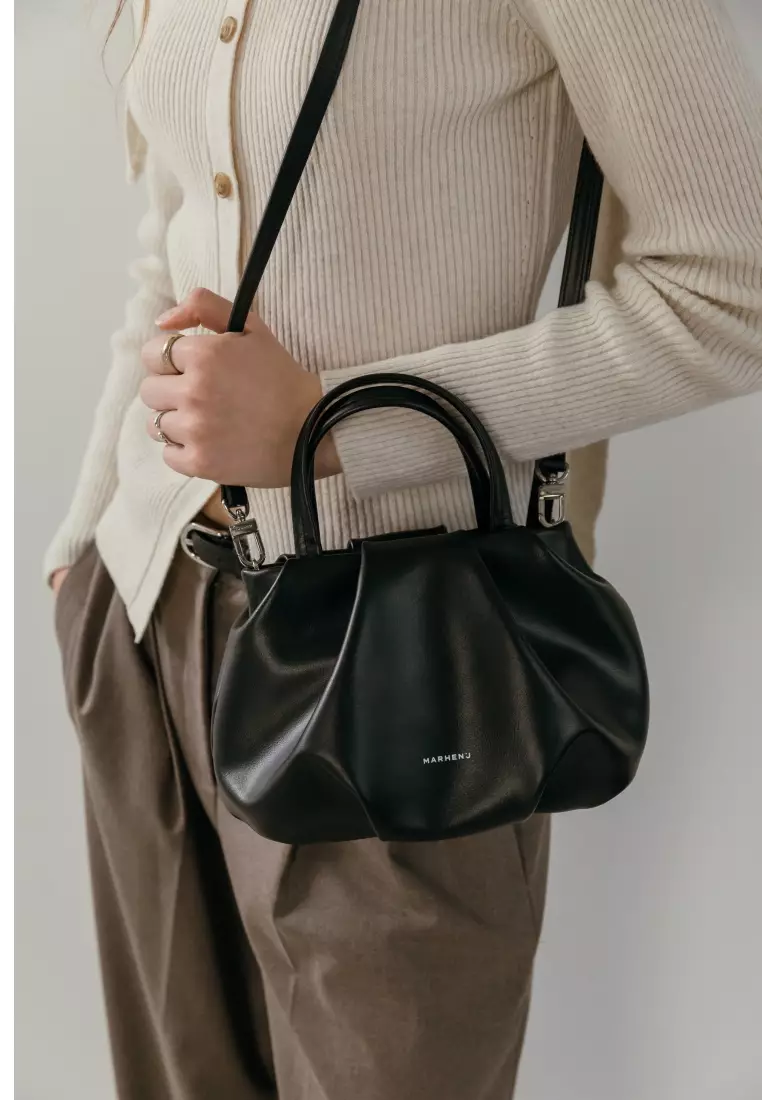 PUFF Vegan Leather Shoulder Crossbody Bag Black