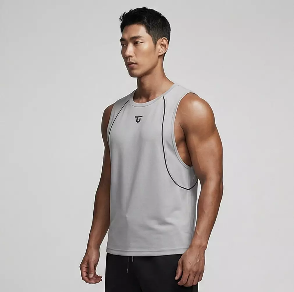 THIRDDAY Kaos Singlet Gym Pria Lekbong curvelines AirStretch - abu muda MTZ49