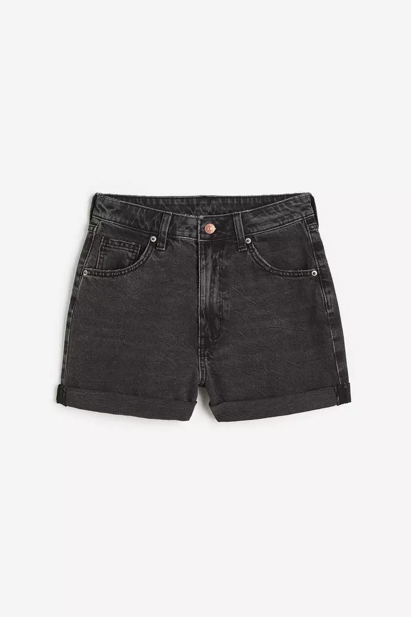H&m black denim shorts cheap