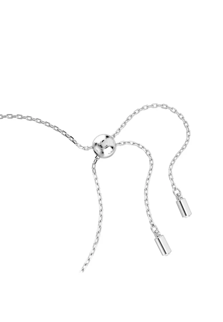 Matrix bracelet, Baguette cut, Knot, White, Rhodium plated