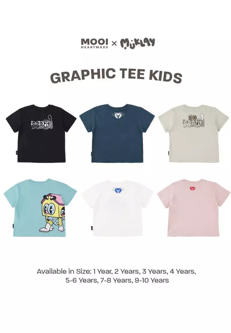 Mooi X Muklay Kaos Anak Unisex Graphic Tee Kids - Dusty Blue