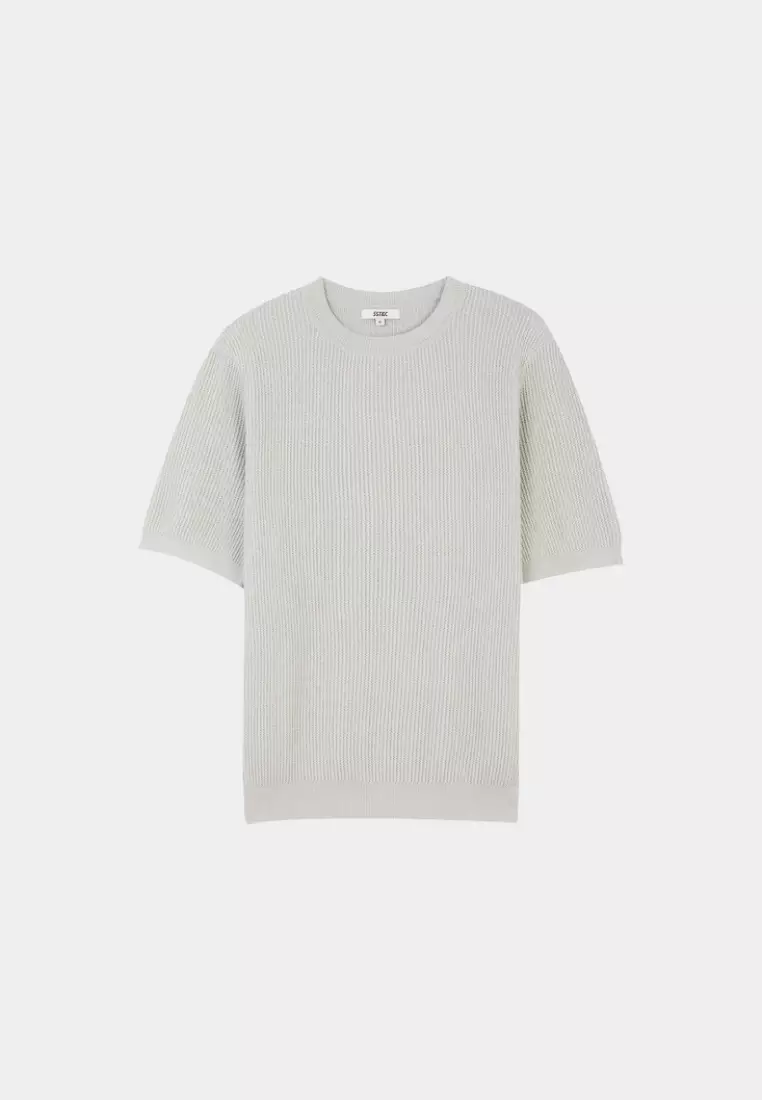 Glacier Grey Pure Cotton Crewneck Knit