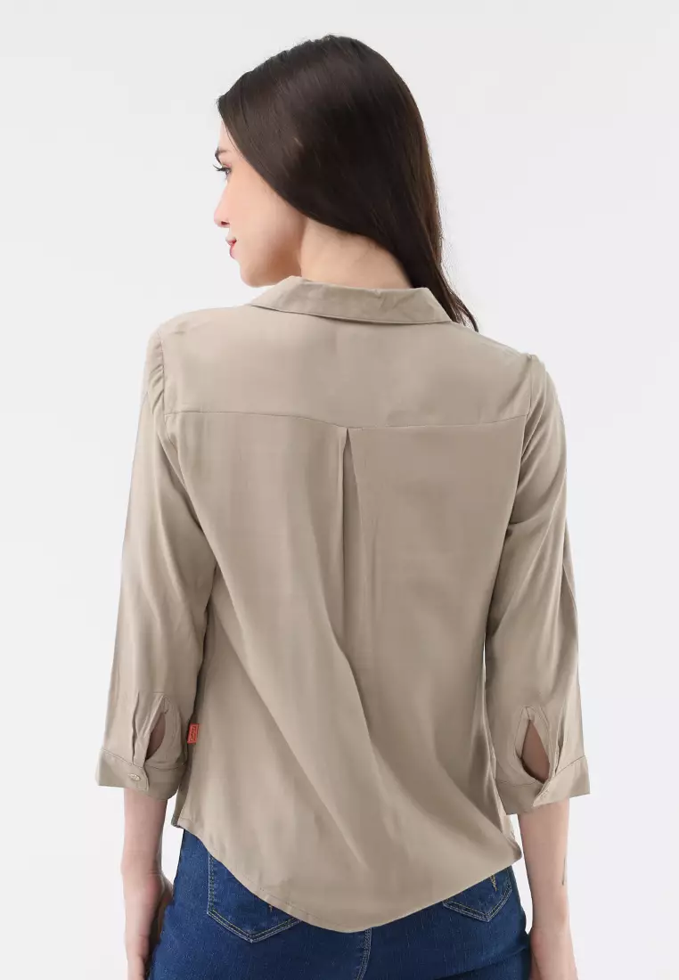 Woven Plain Boldtwill 3/4 Slv. Blouse