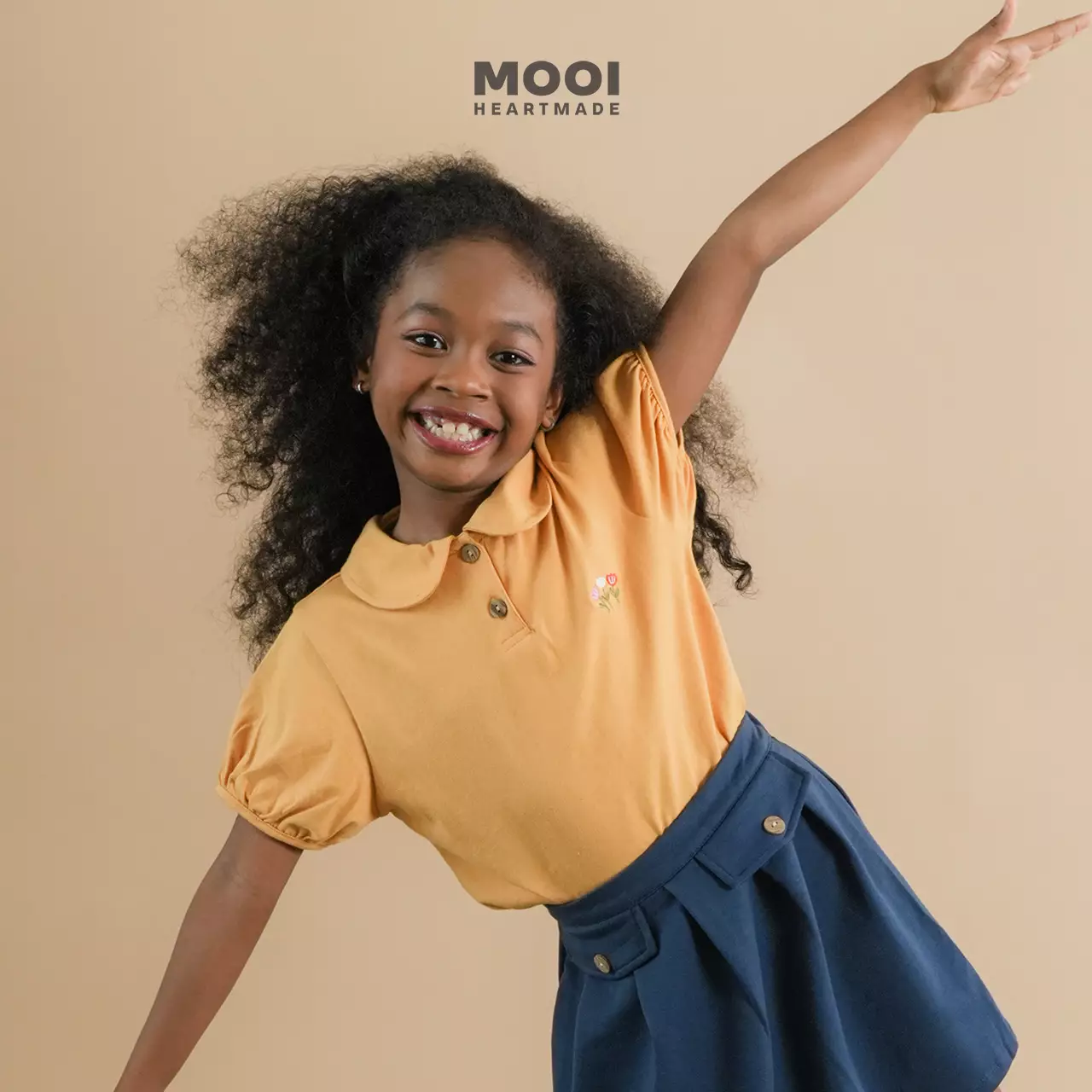 Mooi Atasan Anak Perempuan Diora Top - Marigold