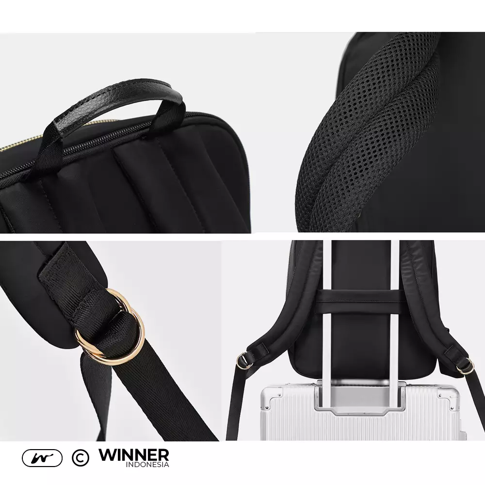 WINNER Tas Ransel Laptop 13,3 inch Oxford Anti-Air Backpack Korean Style (T14-047-9837) - Warna Light-Pink 13,3 inch