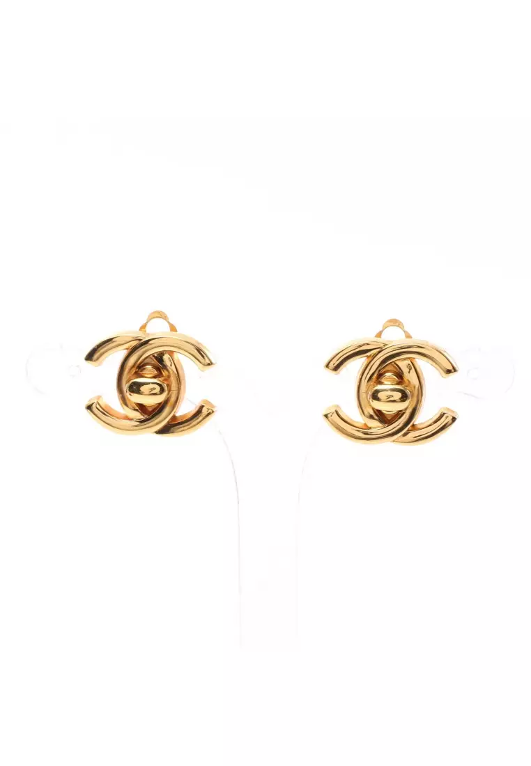 Buy Chanel Pre-loved CHANEL turn lock earrings GP gold 96P 2023 Online