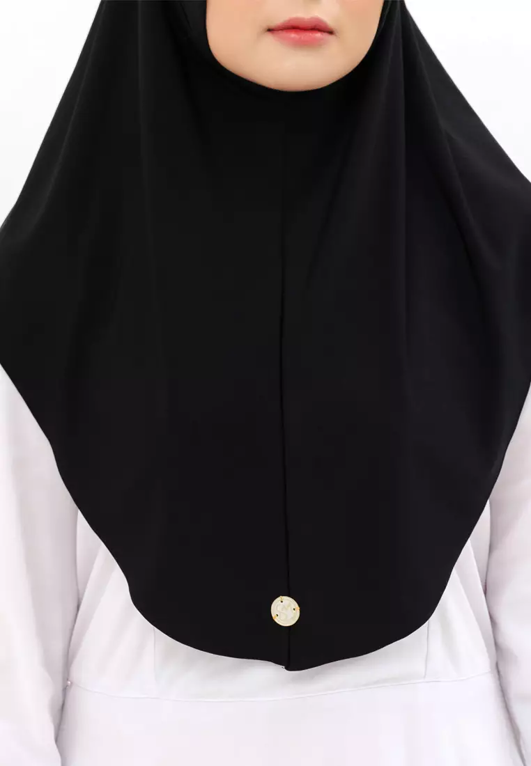 Hijab Jilbab Instan Bergo Super Jersey Cool Tech Wanita Black