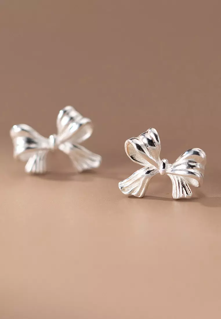 925 Silver Ribbon Earrings JW AR-M04556