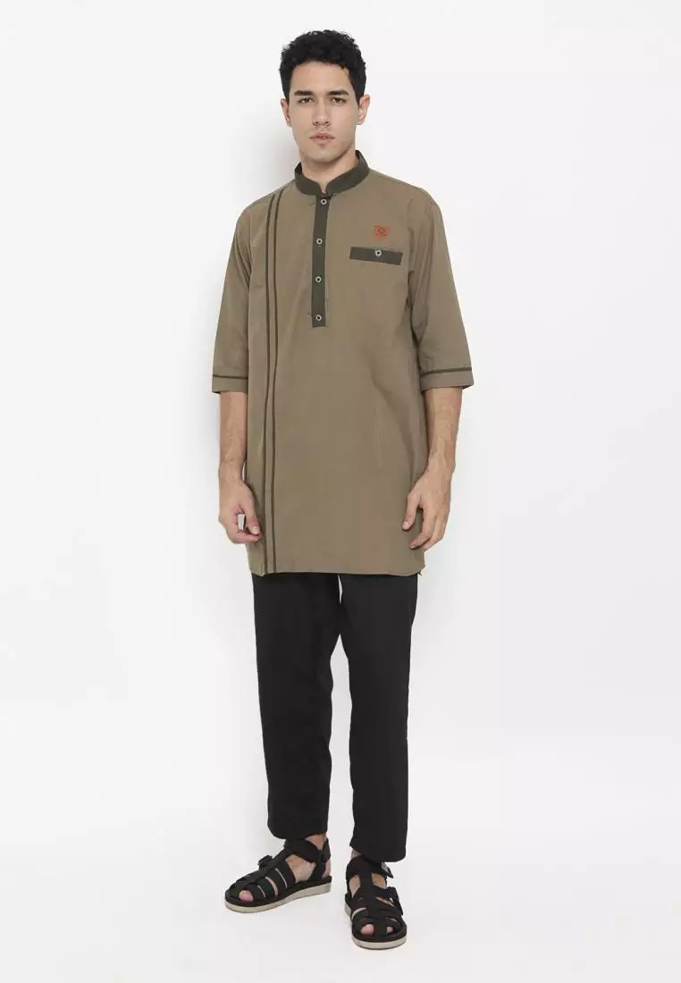 Zayidan Baju Koko Gamis Muslim Pria Emran - Khaki