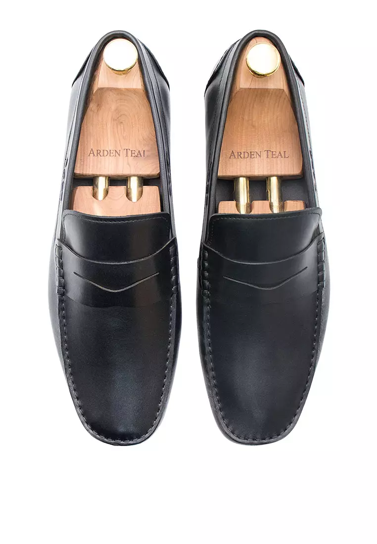 Gregores Black Penny Moccasins