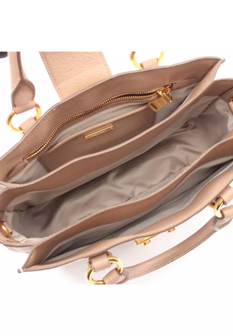 Pre-Loved MIU MIU 2WAY Handbag leather light beige beige