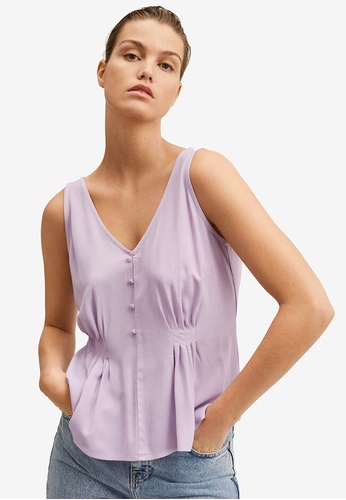 Mango purple Ruched Detail Top AF611AA28558DAGS_1