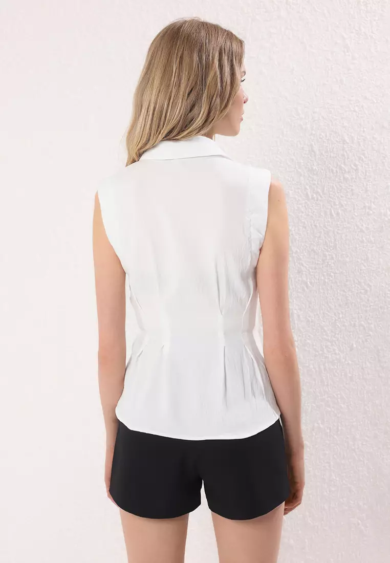 White Stone Printed Fitted Shirt Twoss25Go00158