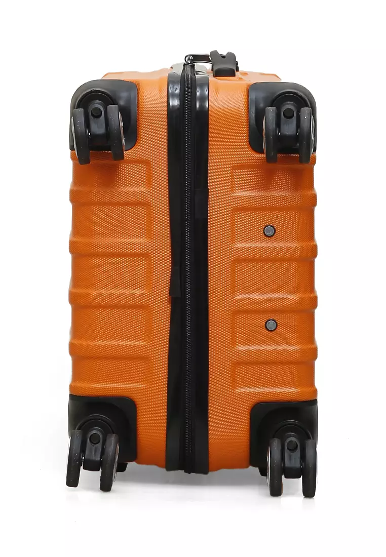 Isvara Tas Koper Hardcase Unisex One Set Suitcase Number Code Combination Lock Large Compartment Material ABS+PVC Coated ORIGINAL - Orange