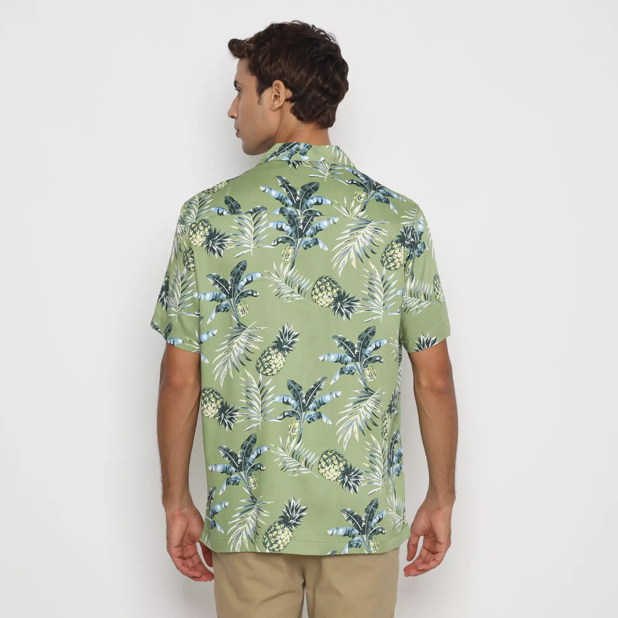 Platini Kemeja Motif Pria Lengan Pendek Katun Hijau 73458