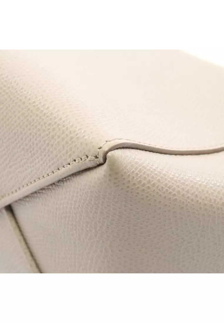 Pre-Loved Celine Vertical Small Hippopotamus Handbag tote bag leather ivory Gray beige 2WAY